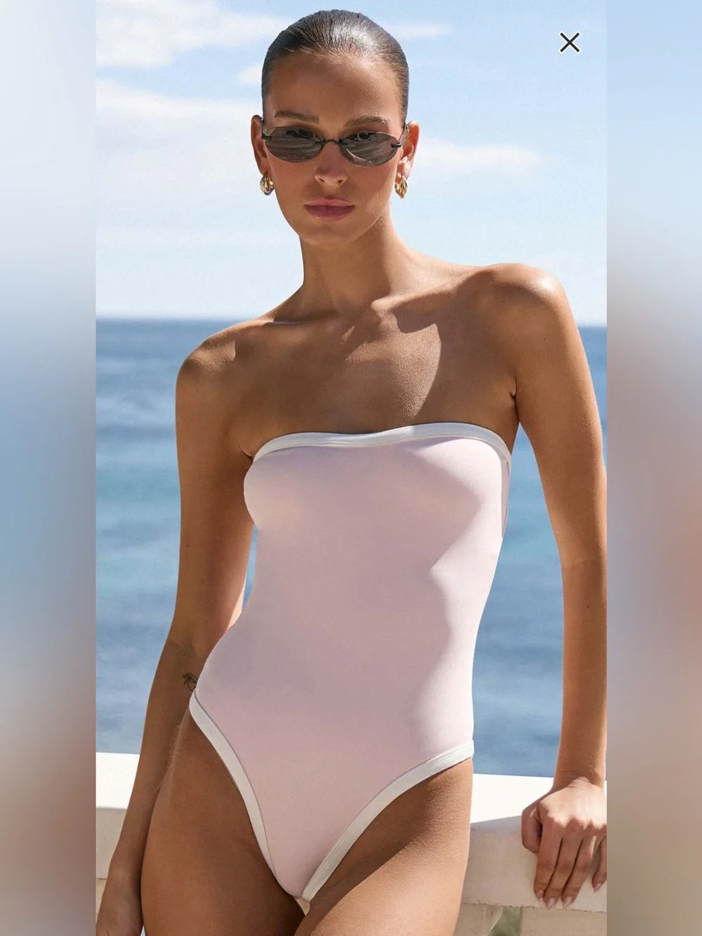 NWT 4th & Reckless Strapless Pink One Piece Swimsuit Bikini